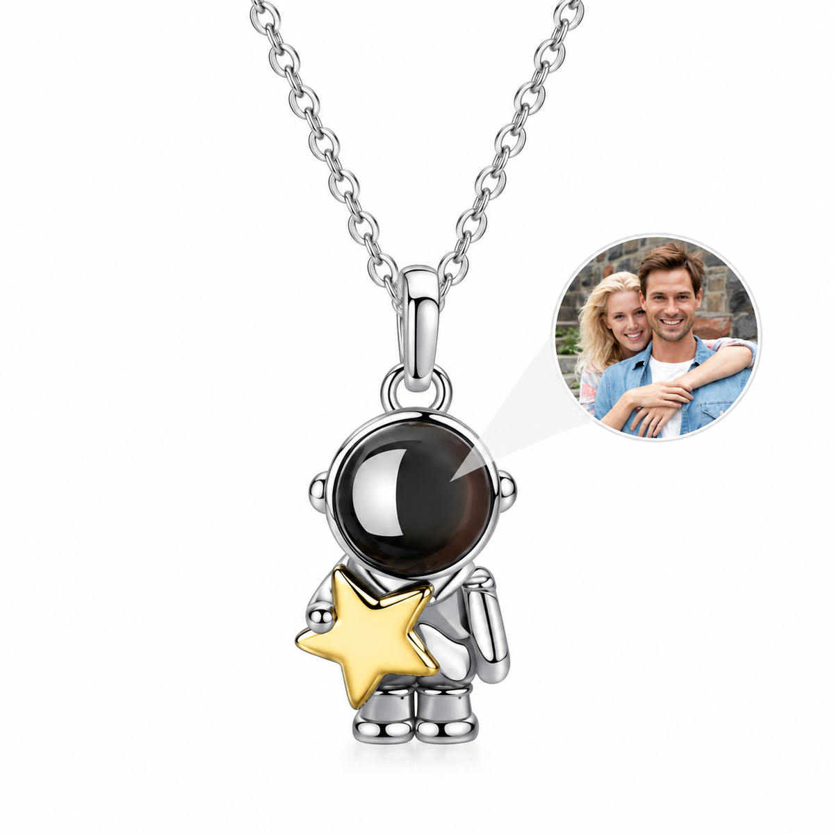 Collar Personalizado con Foto – Astronauta y Luna